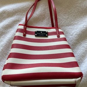 Red-and-White Stripe Kate Spade Medium Tote